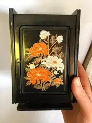 Vintage Chinese Jewelry Box 4 Drawer With Mirror Black color with flowers