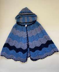 Handmade Poncho Vest Blue Color New Born Size Wool Gown