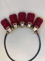 Women's Golden Plated Metal Chain Embroidered Wool Red Black Fiber