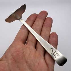 PETER 1940 Antique Pharmacy Silver Cutlery Scapula Baby Food Pusher