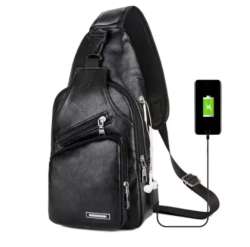Simple and Fashionable Casual Solid Color PU Multifunctional USB Charging