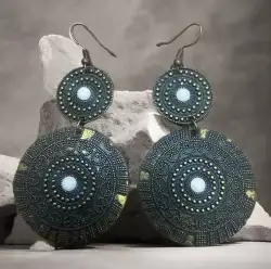 Earrings Medallion bronze earrings cosplay dangle drop
