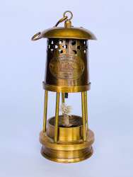 Vintage Brass Royal Navy London 1920 Ship Miner Oil Lamp h=17 cm