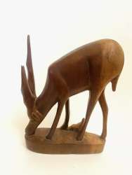 Vantage Woode gazelle figurine antelope art carving hand carved deer 1950s/60s