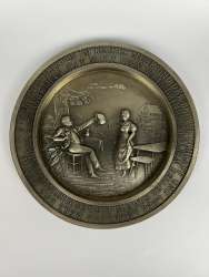 Vintage Collectible Decorative Tin Pewter Wall Hanging Plate Zinn Germany