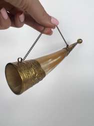 Vintage USSR Caucasus Wine Drinking Horn Cup Taxidermy