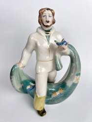 Polonne Vintage Soviet Porcelain Figure Statue Fisherman Ukraine 22 cm