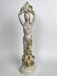 Tall Vintage Soviet Porcelain Statue Figure Girl Lady Spring Ukraine 30 cm
