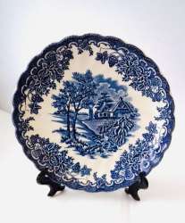 1 Vintage Myott The Brook Plate Blue Ware England  1982 The plate weight is 145