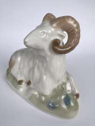Vintage Soviet Porcelain Figure Statue Goat Ukraine Signed 12 cm