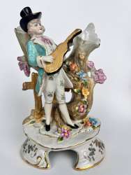 Meissen Dresden Original Vintage Porcelain Figure Statue Musician Signed Germany