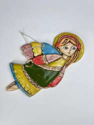 Clay Pottery Ceramic HandMade Plaquette Girl Wall Hanging Ukraine 22 cm