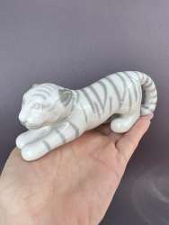 Vintage Soviet Miniature Porcelain Figure Statue White Tiger Made in Ukraine