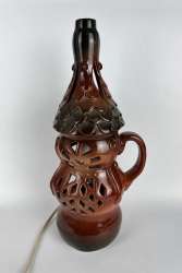 Soviet Soviet Electric Ceramic Pottery Desk Table Night Lamp Handmade 32 cm