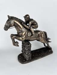 Horse Racing Jockey Statue Figure Polystone Bronze Home Decor Italy 22 cm
