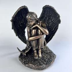 Angel Girl Statue Figure Polystone Bronze Home Decor Made in Italy 18 cm