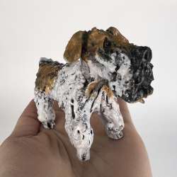 Dog Fox Terrier Art Ceramic Handmade Figure Statue Gift Home Decor Collectible