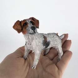 Jack Russel Terrier Dog Art Ceramic Handmade Figure Statue Gift Collectible