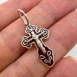 Vintage Pendant Necklace Icon Cross Enamel Sterling Silver 925 Jewelry Christian