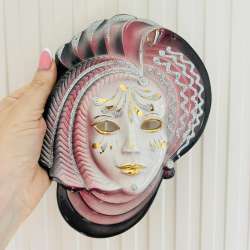 Vintage Venetian Porcelain Figure Mask Home Decor Handmade Italy