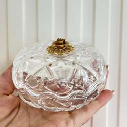 Vintage Crystal Glass Small Vase Trinket Jewelry Box Made in Italy