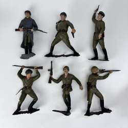 Vintage Soviet USSR Plastic Character Set of 6 Soldiers Red Army Signed