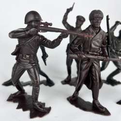 Vintage Soviet USSR Plastic Character Set 6 Soldiers Red Army Signed