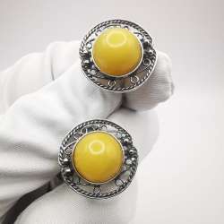 New Women’s Earrings Yellow Amber Filigree Sterling Silver 925 Singed 5.7g