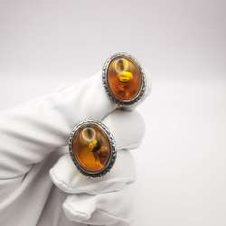 New Women’s Earrings Honey Amber Filigree Sterling Silver 925 Singed 9.5g