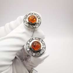New Women’s Earrings Gold & Sterling Silver Cubic zirconia Honey Amber 9.66g