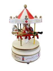 Vintage Funny Merry-Go-Round Music Box Kids Toy for Valentine Day Made of Wood