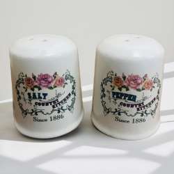 Vintage Since 1886 Country Kitchen Ceramic Salt & Pepper Shakers Set ? Flowers