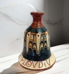 Vantage Beautiful,Traditional Handmade Pottery Bell, Wavy Colors,Elegant 9 cm h