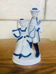 Vintage Figurine Porcelain a Victorian Man and Woman With Hats and Musical