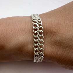 Huge Vintage Sterling Silver 925 Women's Men's Chain Bracelet Marked 9.4 gr