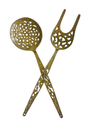 Vintage large brass pendant and a solid fork Italian decoration luxury