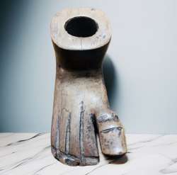 African Rosewood Tribal Candle Holder with Hand Carved Wooden Feet 10 cm long