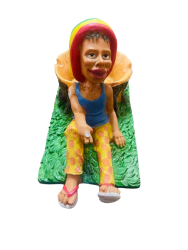 Hand-painted resin ashtray resin in the form of a beautiful African woman