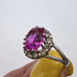 Nice Vintage Sterling Silver 925 Women's Jewelry Ring Stone Signed Size 7
