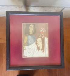 A Rare Miron Sima (1902-1999) – The Bride – Signed Hand-Colored Woodcut 1970