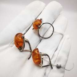Exclusive New Silver Ring and Earrings with Honey Natural Amber Filigree