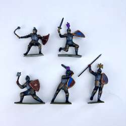 Vintage Soviet USSR Plastic Character Toy Set of 5 Soldiers Knights