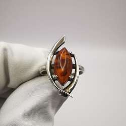 New Ring Handmade Silver 925 Natural Baltic Honey Amber  Singed 2,2g