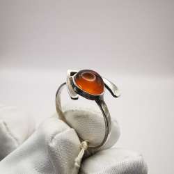 New Ring Handmade Silver 925 Natural Baltic Honey Amber Singed 1,72g