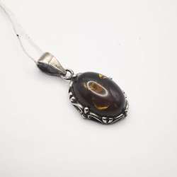 Beautiful New Handmade Pendant, 925 Silver, Natural Baltic Honey Amber 1,8g
