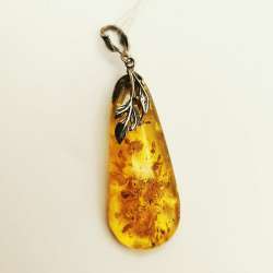 Beautiful New Handmade Pendant, 925 Silver, Natural Baltic Honey Amber 8,7g