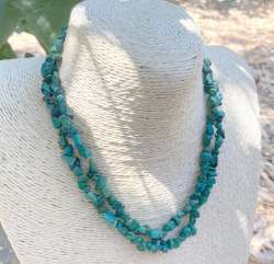 Natural Green Blue Turquoise handmade Vintage Gemstone Chip Long 34
