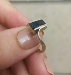 Antique silver ring, 925 caliber, black agate stone, size 13, very special