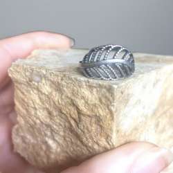 Antique silver ring 925 caliber stamped leaf shape, size 11