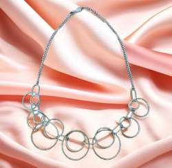 Asymmetric Ring Made Of Metal rings, Antique Chain Necklace